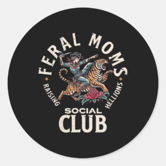 Adesivo Retro Funny Feral Mães Social Club Sarcastic Sayin