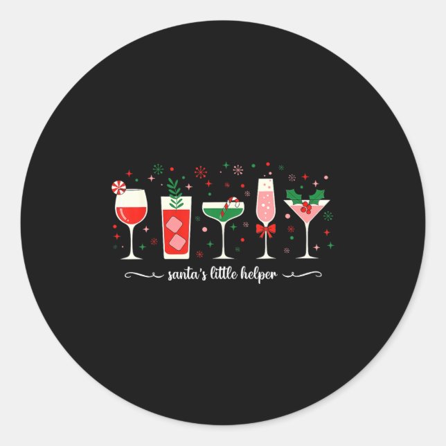 Adesivo Retro Funny Santa's Little Helper Martini Merry Ch (Frente)