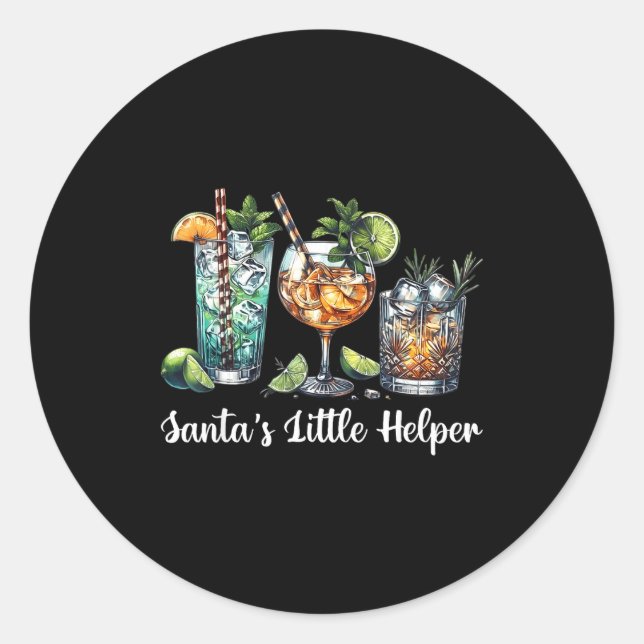 Adesivo Retro Funny Santa's Little Helper Martini Merry Ch (Frente)