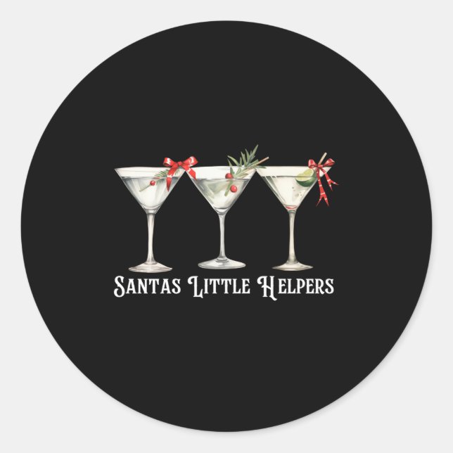 Adesivo Retro Funny Santa's Little Helper Martini Merry Ch (Frente)