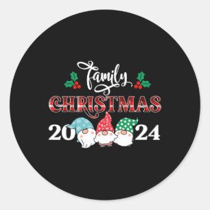 Adesivo Retro Gnomo Family Natal 2024 Red Xadrez Pajama