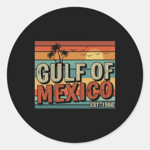 Adesivo Retro Golfo Do México Est 1550 Beach Vibes Sunset