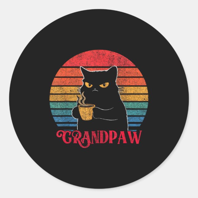 Adesivo Retro Grandpaw Funny Sarcastic Cat Lover Quote Gra (Frente)