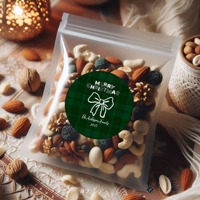 Adesivo Retro Green Plaid Whimsical Christmas  (Criador carregado)