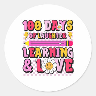 Adesivo Retro Groovy 100 Dias De Aprendizado Escolar E Amo