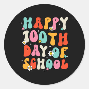 Adesivo Retro Groovy 100 Dias Feliz 100º Dia Da Escola Te