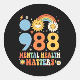 Adesivo Retro Groovy 988 Mental Health Importa Suicídio An