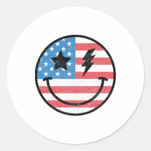 Adesivo Retro Groovy America Usa Patriótico 4 De Julho Mem