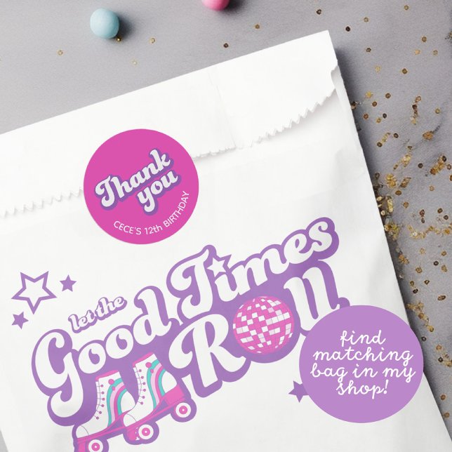 Adesivo Retro Groovy Birthday Obrigado (Criador carregado)