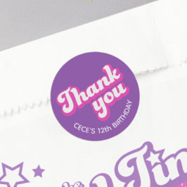 Adesivo Retro Groovy Birthday Obrigado