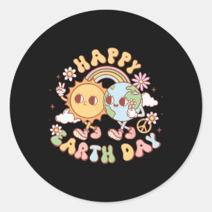 Adesivo Retro Groovy Earth Day 2025 Planet Anniversário Wo