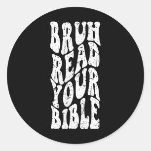 Adesivo Retro Groovy Faith Bruh Leia Sua Bíblia Cristã