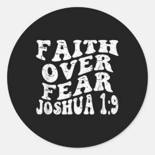 Adesivo Retro Groovy Faith Joshua 1 9 Fé sobre Medo Chri