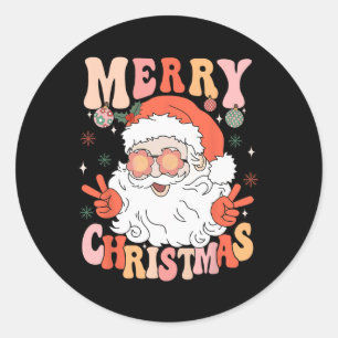 Adesivo Retro Groovy Feliz Natal Trendy Papai Noel Ho