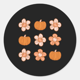 Adesivo Retro Groovy Halloween Fall Hippie Pumpkin Floral