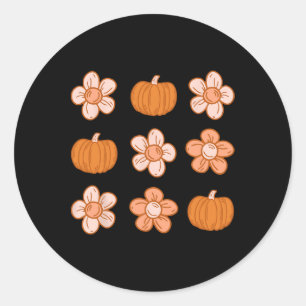 Adesivo Retro Groovy Halloween Fall Hippie Pumpkin Floral