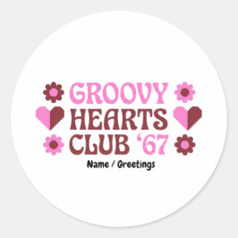 Adesivo  Retro Groovy Hearts Club '67 Pink Brown Valentine
