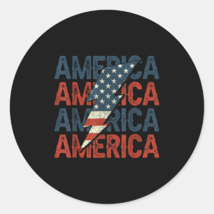 Adesivo Retro Groovy Lightning America Happy 4th Of J