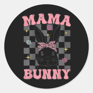 Adesivo Retro Groovy Mama Coelhinha Páscoa Familiar Coelhe