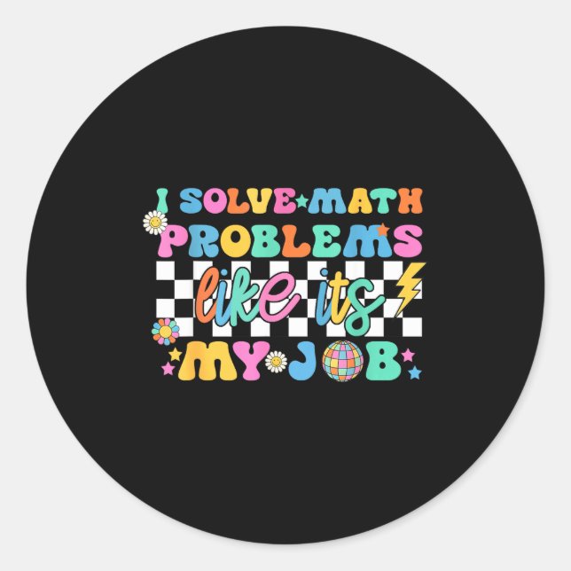 Adesivo Retro Groovy Math Teacher Funny Back To School Gif (Frente)