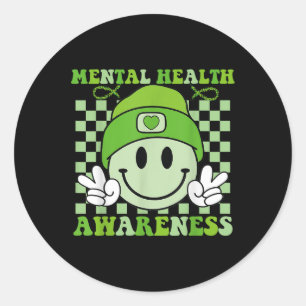 Adesivo Retro Groovy Mental Health Awarness 2024 Para Rapa