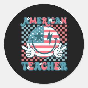 Adesivo Retro Groovy Quarto De Julho Sorria Chá Americana