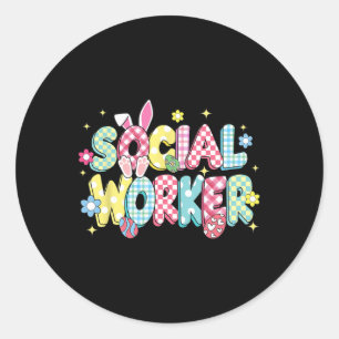 Adesivo Retro Groovy Social Worker Bunny Ear Engraçado Pás