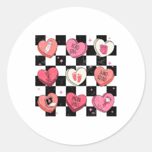 Adesivo Retro Groovy Sonographer Heart Para Namorados De E