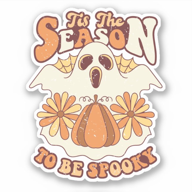 Adesivo Retro Groovy Spooky Season Halloween (Frente)