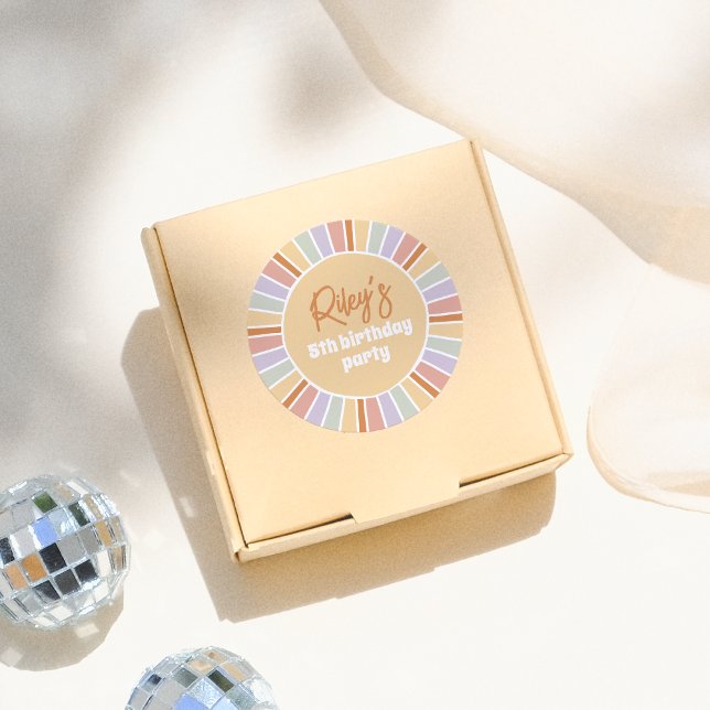 Adesivo Retro Groovy Sunshine Girl Festa de aniversário (Criador carregado)