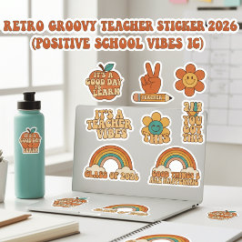 Adesivo Retro Groovy Teacher Sticker Sheet | Motivational 