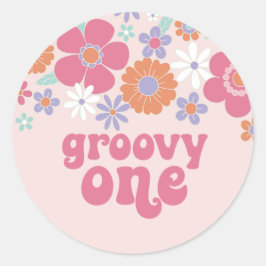 Adesivo Retro Groovy Um Floral Rosa