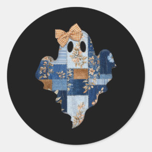 Adesivo Retro Halloween Blue Denim Patchwork Ghost Boo Coq