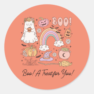 Adesivo Retro Halloween Boo! Um Tratamento para Você!
