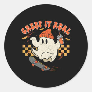 Adesivo Retro Halloween É Um Grande Ghost Boy Call Seaso