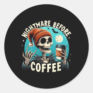 Adesivo Retro Halloween Skeleton Café Mug Scary Night Be