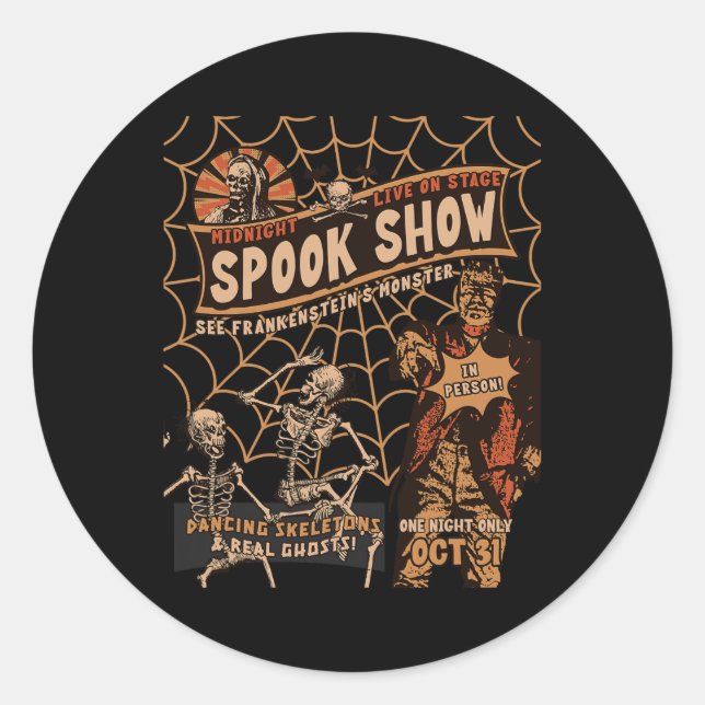 Adesivo Retro Halloween Skeleton Horror Monster Midnight S (Frente)