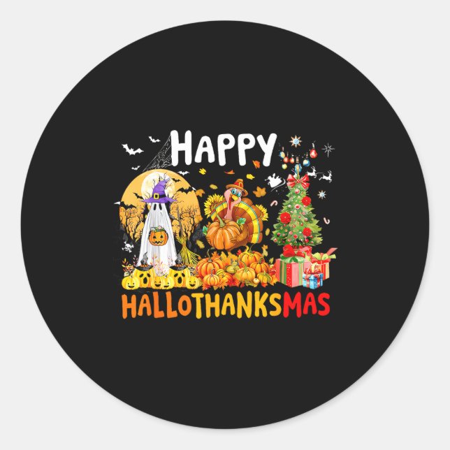 Adesivo Retro Halloween Thanksgiving Christmas Happy Hallo (Frente)