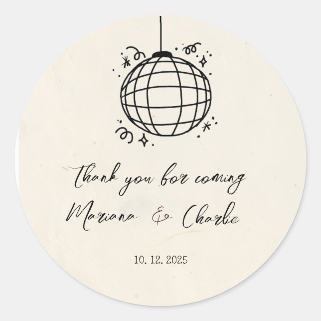 Adesivo Retro Hand Drawn Disco Ball Illustration  (Frente)