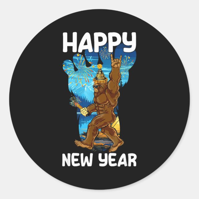 Adesivo Retro Happy New Year 2026 Bigfoot Lovers New Years (Frente)