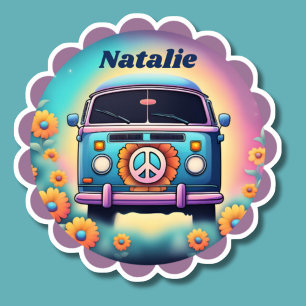 Adesivo Retro Hippie Bus Monograma à Prova de Água
