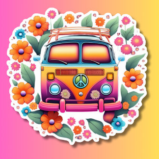Adesivo Retro Hippie Van Water