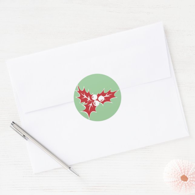 Adesivo Retro Holly Sai e Berries Feriados (Envelope)