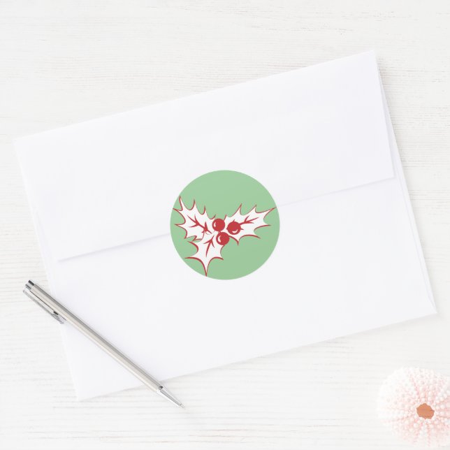 Adesivo Retro Holly Sai e Berries Vinhetas de Natal (Envelope)