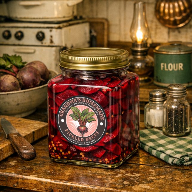 Adesivo Retro Homemade Pickled Beets Label Template (Criador carregado)