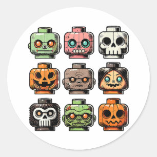 Adesivo Retro Horror Bricks Cabeça Assustadora Máscara de