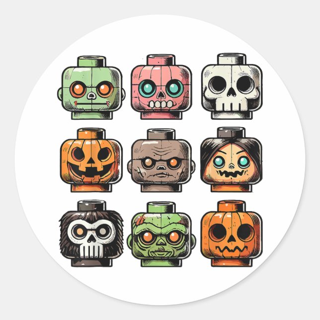 Adesivo Retro Horror Bricks Cabeça Assustadora Máscara de  (Frente)