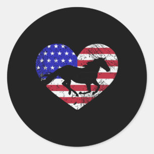 Adesivo Retro Horse American Flag Heart 4 De Julho Usa Pa