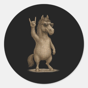 Adesivo Retro Horse Rock Sobre Música Homens Engraçados Me