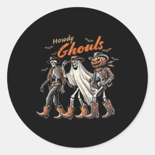 Adesivo Retro Howdy Ghouls Skeleton Cowboy Western Rodeo H